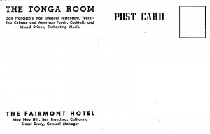 Tonga Room Restaurant Cruise Ship Decor San Francisco California postcard