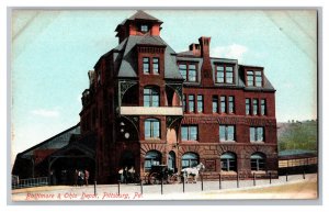 Postcard PA Baltimore & Ohio Depot Pittsburg Pa. Pennsylvania Horse & Buggy