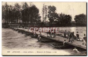 Old Postcard Army Military Genie Avignon bridge Maneuver