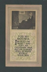 1910 PPC Whistlers Mother Famous Painting A Poem To Her Boy