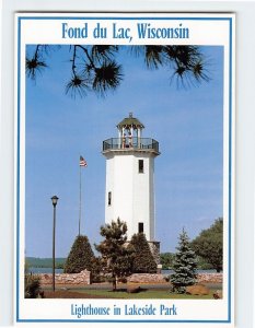 Postcard Lighthouse in Lakeside Park, Fond du Lac, Wisconsin