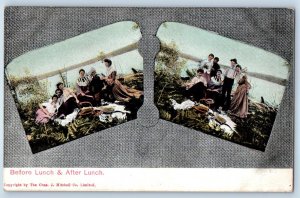 Bermuda Postcard Before Lunch and After Lunch Two Photos c1910 Antique