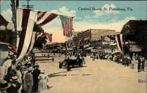 St. Petersburg FL Carnival Sports Car Obstacles c1910 Postcard