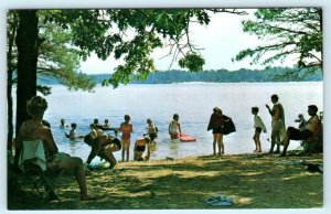 Burlington County, New Jersey NJ ~ BATHING at LAKE ABESGAMI Swimmers  Postcard