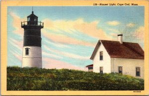 Nauset Light Lighthouse Cape Cod MA Vintage Postcard P48