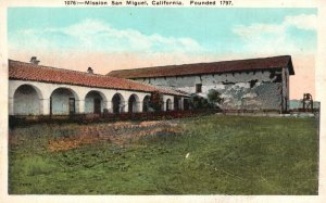 Vintage Postcard 1920's Mission San Miguel California CA near Paso Robles