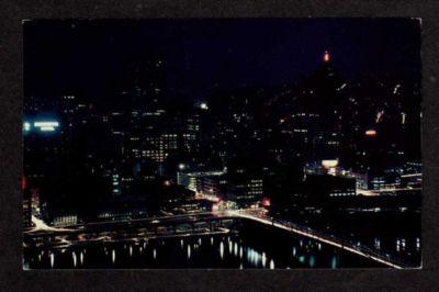 PA Night View PITTSBURGH PENNSYLVANIA PENN Postcard PC