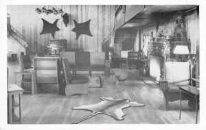 Jackson, Montana DIAMOND BAR INN Lobby Interior c1930s Vintage Postcard