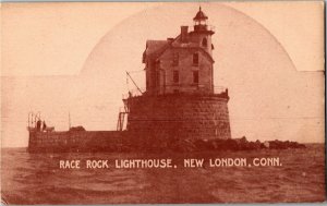 Race Rock Lighthouse, New London CT Vintage Postcard W09