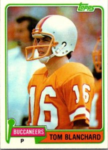 1981 Topps Football Card Tom Blanchard Tampa Bay Buccaneers sk60115