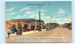 *Juarez Avenue Juarez Mexico Old Cars Vintage Linen Postcard A66