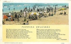 Postcard Florida Beaches Civic Booster poem 1920s Asheville Teich 23-6944