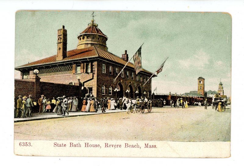 MA - Revere Beach. State Bath House, Street Scene ca 1909