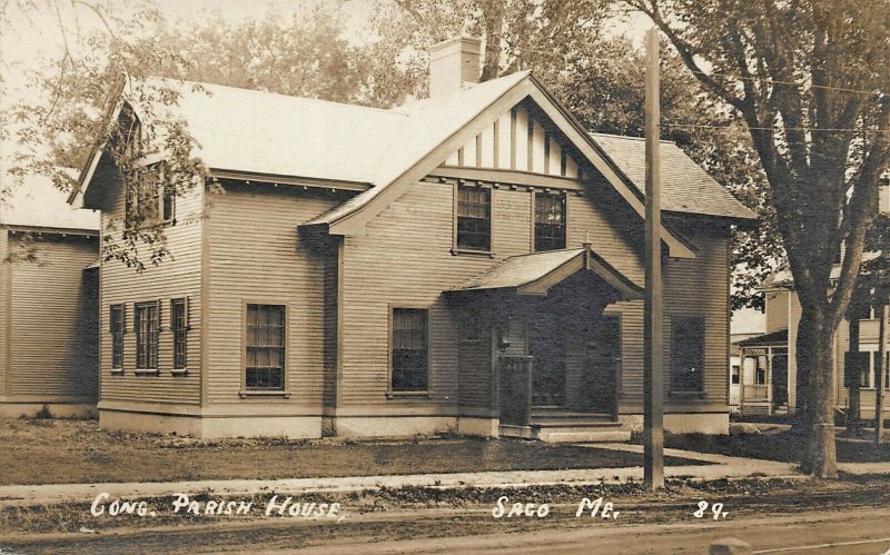 Saco ME Congregational Church Parish House Real Photo Postcard 