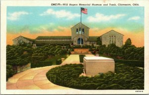 Will Rogers Memorial Museum Tomb Claremore Oklahoma OK WB Postcard Curtiech VTG  