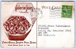 1945 VALERIE JEAN CALIFORNIA DATES WWII JAMES MERCEREAU ADVERTISING POSTCARD