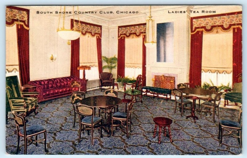 CHICAGO, Illinois IL ~ Ladies Tea Room SOUTH SHORE COUNTRY CLUB c1910s Postcard