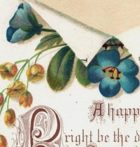 1880s Victorian Christmas Card Bright Be The Day Poem F117