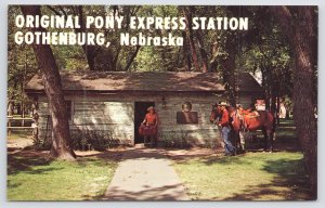 Western~Gothenburg NE~Original Pony Express Station~Horse & Rider~Vintage PC