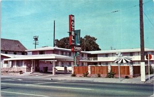 Postcard California Stockton Sands Motel on Wilson Way Roadside 1960s V194