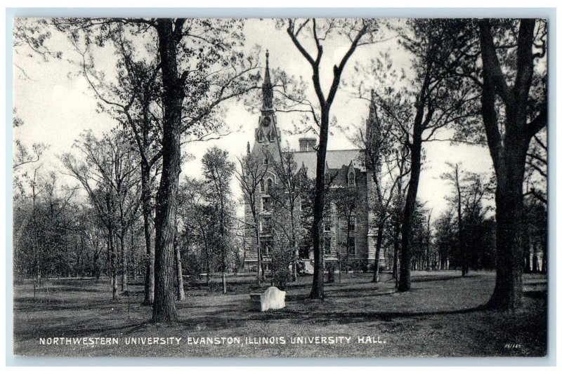 c1910 University Hall Northwestern University Building Evanston Illinois Postcar