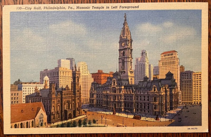 Vintage Postcard 1933 City Hall, Masonic temple, Philadelphia, Pennsylvania (PA)