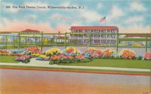 1940s Fox Park Tennis Courts Wildwood by the Sea New Jersey linen postcard 9730