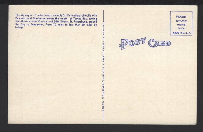 Florida Sunshine Skyway Bridge is 15 miles long by Tropical Cards ~ Linen