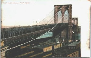 USA East River Bridge New York City Vintage Postcard 01.41