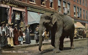 Rockland Maine ME Circus Day Trained Elephant c1910 Vintage Postcard