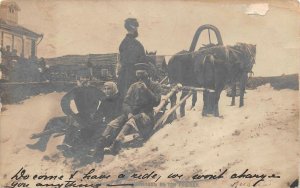 RPPC HORSE CARRIAGE IN SNOW RUSSIA REAL PHOTO POSTCARD (c. 1906)