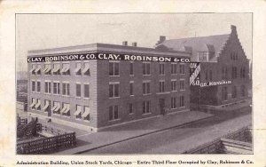 Union Stock Yards Admin Building Clay Robinson Co Chicago Illinois 1910 postcard