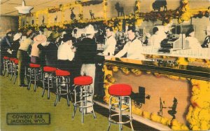 Postcard Wyoming Jackson Cowboy Bar 1940s Skinner Kennedy 22-14230