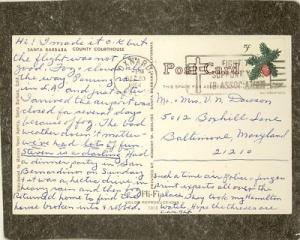 SANTA BARBARA COURTHOUSE CA 1964 Postcard