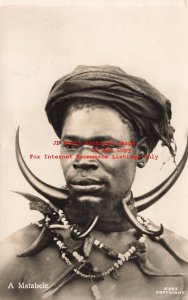 Africa, Zimbabwe, RPPC, Matabele Tribe Warrior Wearing Native Ethnic Costume