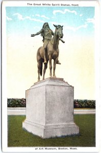 VINTAGE POSTCARD THE GREAT WHITE SPIRIT STATUE AT ART MUSEUM BOSTON MASS