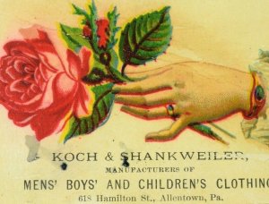 1870's-80's Koch & Shankweiler Hamilton St, Allentown, PA Trade Card F80