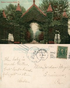 EASTON PA CEMETERY GATES 1908 ANTIQUE POSTCARD