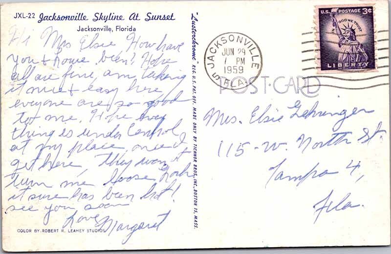 Postcard BUILDING SCENE Jacksonville Florida FL AL6963