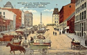 MONTREAL QUEBEC CANADA~LE MARCHE BONSECOURS-PLACE JACQUES-CARTIER~1910s POSTCARD