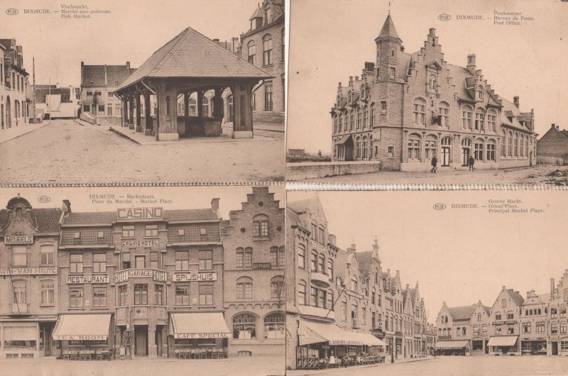 Dixmude Belgium Post Office Fish Market Casino 4x Old Postcard s