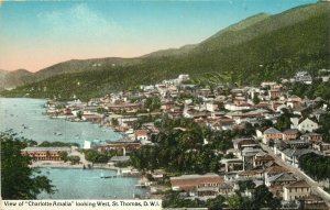 Vintage Postcard View of Charlotte Amalia Looking West St. Thomas D.W.I. Dutch