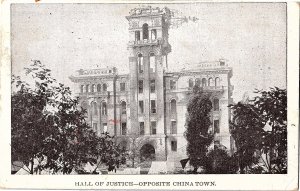 Hall of Justice Opposite Chinatown San Francisco c1915 Lithograph Postcard