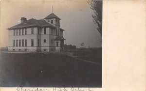 J71/ Sheridan Michigan RPPC Postcard c1910 High School Building 282