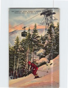 Postcard Cannon Mt. Aerial Tramway in Winter Franconia Notch New Hampshire USA