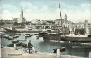 Steamer Boat at Kingstown Co. Dublin Ireland c1910 Postcard