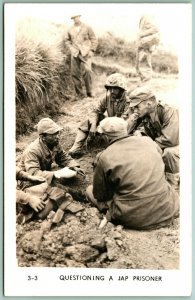 RPPC WW2 US Army Questioning Japanese Prisoner UNP EKC Postcard C15