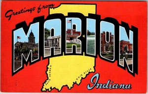 Postcard BIG LETTERS SCENE Marion Indiana IN AN9794