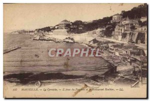 Postcard Old Marseille Corniche L'Anse du Prophete and Restaurant Roubion