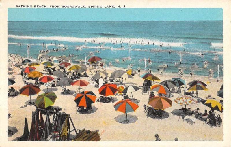 Spring Lake New Jersey Bathing Beach Scene Antique Postcard K93017